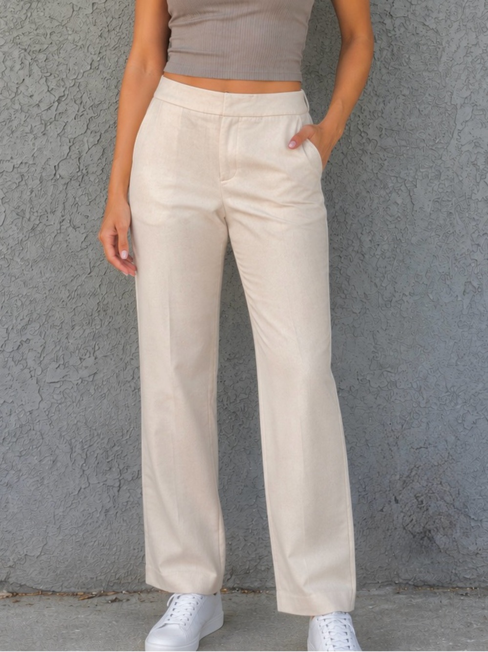 Bar III Straight-Leg Dress Pants Ivory Women's Size 8